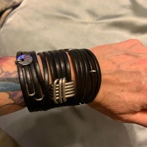 Women’s black leather cuff